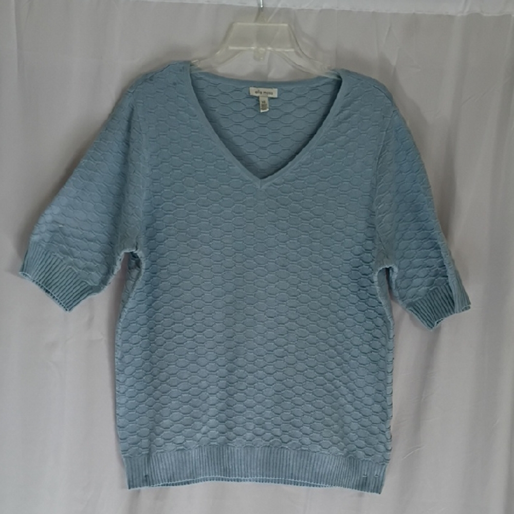 Ella Moss Sky Blue Textured Knit Top